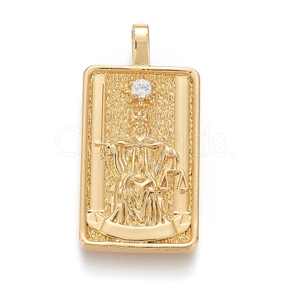 Brass Micro Pave Clear Cubic Zirconia Pendants ZIRC-Z004-01T-1