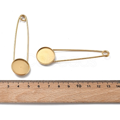 304 Stainless Steel Safety Pin Brooch Base Settings STAS-A142-02A-G-1