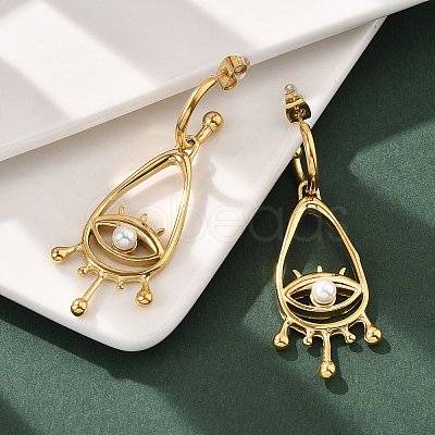 304 Stainless Steel Shell Pearl Dangle Stud Earrings for Women EJEW-U051-06G-1