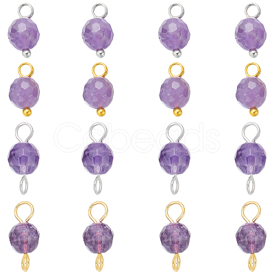 16Pcs 4 Colors Natural Amethyst Pendant and Connector Charms Sets PALLOY-SW00081-1