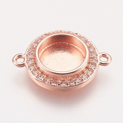 Brass Micro Pave Cubic Zirconia Links X-KK-P146-01RG-1
