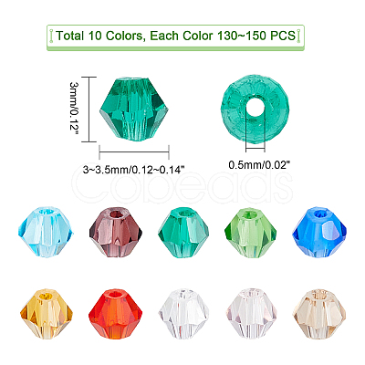 1300~1500Pcs 10 Colors Imitation Austrian Crystal Bicone Beads GLAA-PH0001-63-1