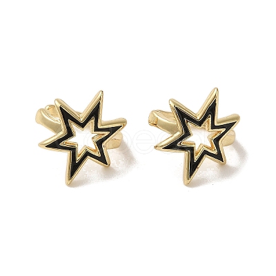 Rack Plating Brass Enamel Star Cuff Earrings for Women EJEW-C097-17G-1