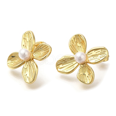 Flower Rack Plating Brass Stud Earrrings EJEW-L097-25G-1