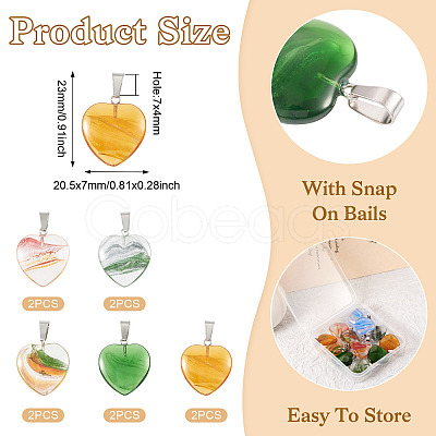 10Pcs 5 Colors Transparent Glass Pendants GLAA-TA0001-73-1