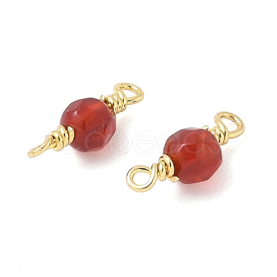 Dyed Natural Agate Faceted Round Connector Charms KK-C097-06G-04-1
