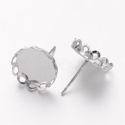 Brass Stud Earring Settings KK-I003-P-NF-1