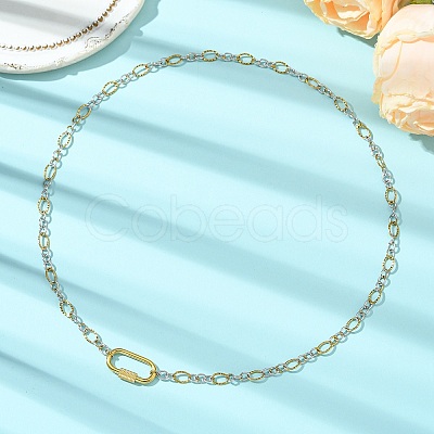 5MM Two Tone 304 Stainless Steel Textured Figaro Chain Necklaces NJEW-JN06466-02-1