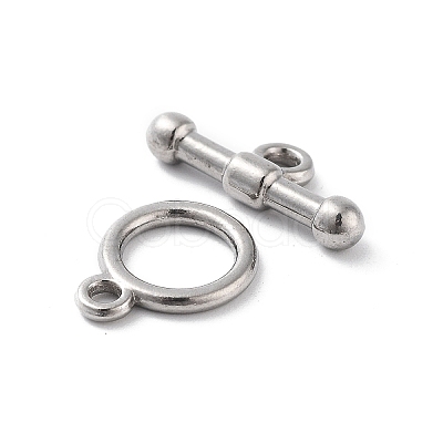 Non-Tarnish 304 Stainless Steel Ring Toggle Clasps X-STAS-A092-09G-P-1