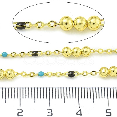 Brass Enamel Round Beaded Link Chain CHC-G022-07G-09-1