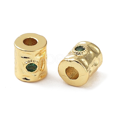 Brass Micro Pave Cubic Zirconia Beads KK-A189-07G-1