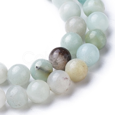 Natural Flower Amazonite Round Bead Strands X-G-D608-8mm-1