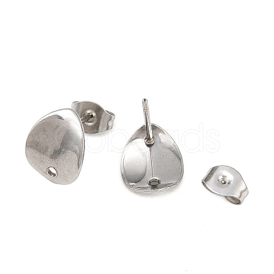 Non-Tarnish 304 Stainless Steel Oval Stud Earring Findings X-STAS-R063-39-1