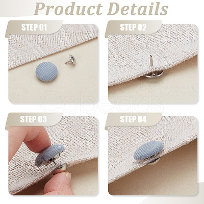 32 Sets 8 Colors Polyester Covered Iron Buttons BUTT-BC0001-12A-1