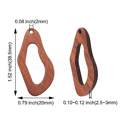 20Pcs Walnut Wood Hollow out Pendants WOOD-CJ0001-22-1
