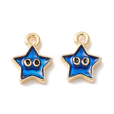Rack Plating Eco-friendly Brass Enamel Charms KK-D073-01G-05-NR-1