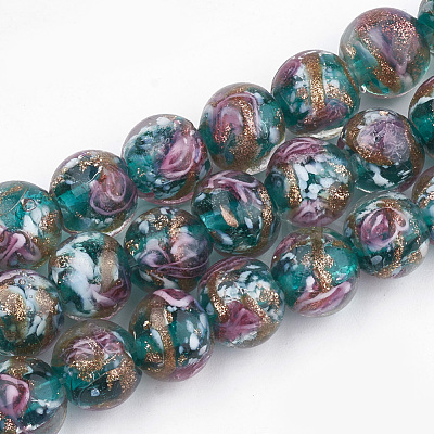 Handmade Gold Sand Lampwork Beads LAMP-T006-09D-1