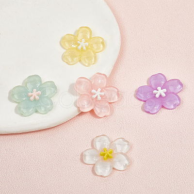 40pcs Sakura Series Opaque Resin Cabochons CRES-SP0001-17-1