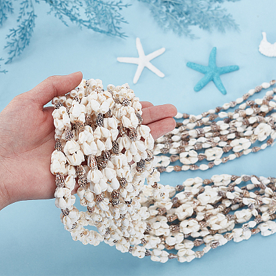 Natural Shell Beaded Long Necklaces for Women AJEW-WH0460-131C-1