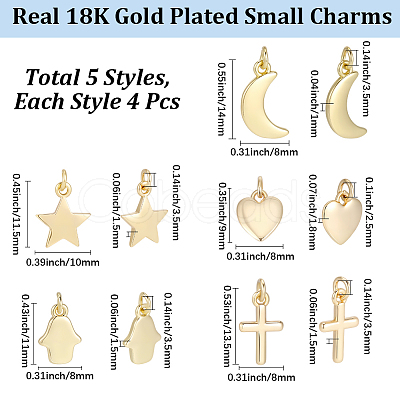 20Pcs 5 Styles Brass Pendants KK-BBC0025-51-1