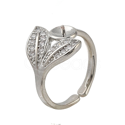 Adjustable Brass Cuff Rings ZIRC-F076-09P-1