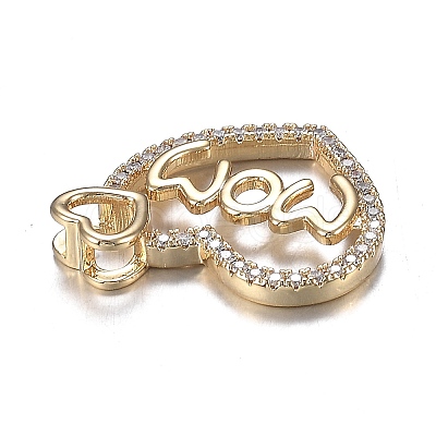 Brass Micro Clear Cubic Zirconia Pendants X-ZIRC-F120-045G-1