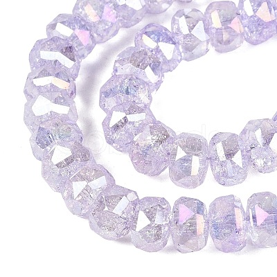 Electroplate Transparent Crackle Glass Beads Strands EGLA-Q135-01A-B06-1