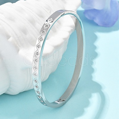 304 Stainless Steel Rhinestone Bangles for Women BJEW-Z092-13P-1