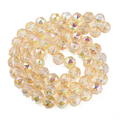 Electroplate Transparent Glass Beads Strands EGLA-N002-34B-C07-1