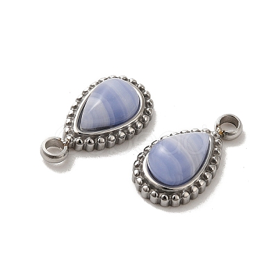 Natural Blue Lace Agate Teardrop Charms STAS-B074-04P-02-1