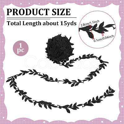 Polyester Lace Leaf Ribbon OCOR-WH0082-514B-1