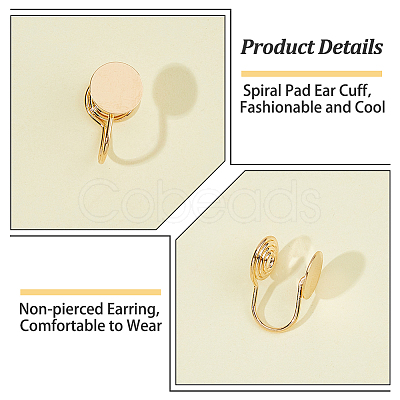16Pcs Brass Spiral Pad Ear Cuff Findings EJEW-HS0001-24G-1