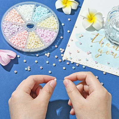 1280Pcs 8 Colors Opaque Colours Glass Seed Beads SEED-CJ0001-24-1