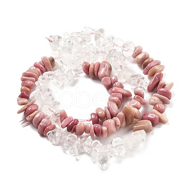 Natural Quartz Crystal & Rhodonite Beads Strands G-L610-A22-01-1