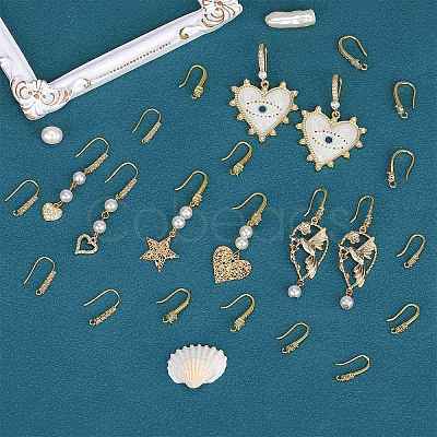 20Pcs Brass Micro Pave Clear Cubic Zirconia Earring Hooks ZIRC-SZ0005-08-1