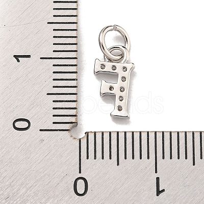 Initial Letter Brass with Cubic Zirconia Charms KK-Q814-26F-P-1