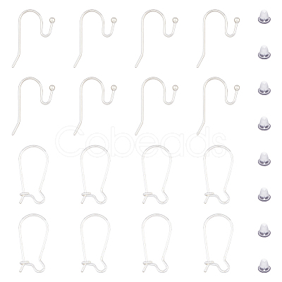 DICOSMETIC 16Pcs 2 Styles 925 Sterling Silver Hoop Earrings & Earring Hooks STER-DC0001-11-1