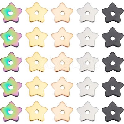 60Pcs 5 Colors 304 Stainless Steel Beads STAS-UN0039-52-1