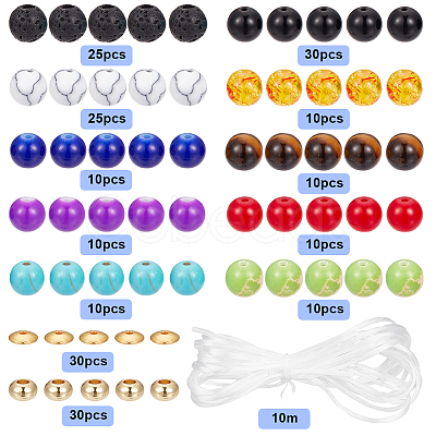 DIY DIY Natural & Synthetic Mixed Gemstone Round Beaded Stretch Bracelet Making Kit DIY-SC0024-65-1