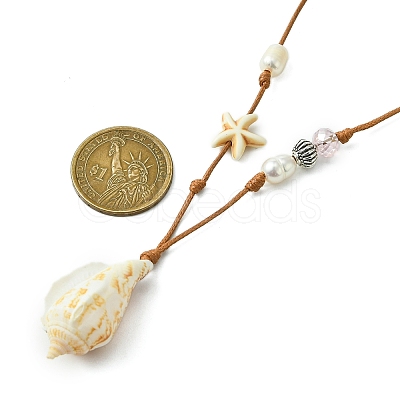 Shell Pendant Necklaces NJEW-TA00179-03-1