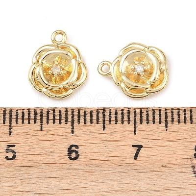 Brass Micro Pave Clear Cubic Zirconia Charms KK-G544-07G-01-1
