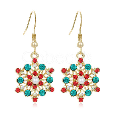 Snowflake Alloy Imitation Pearl Dangle Earrings FS-WGD9918-12-1