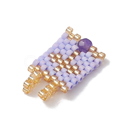 Glass Seed Beaded Pendants PALLOY-MZ00227-01-1