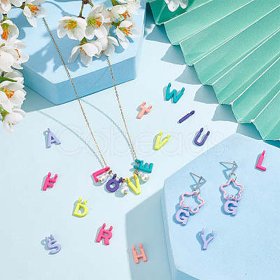 52Pcs 26 Style Rack Plating Spray Painted Alloy 1-Loop/2-Loop Link Pendants FIND-NB0004-34-1