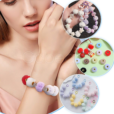 72Pcs 18 Colors Imitation Mink Fur European Beads FIND-FG0004-37A-1