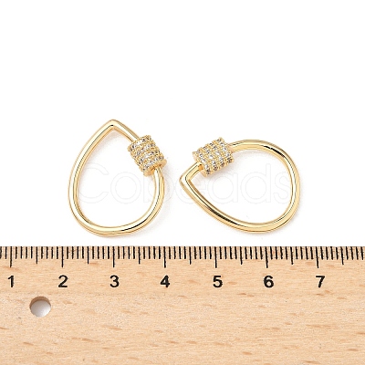 Brass Micro Pave Clear Cubic Zirconia Screw Carabiner Lock Charms KK-Z118-06G-04-1