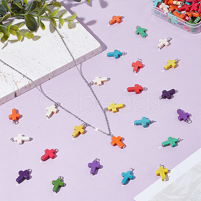 100Pcs Dyed Synthetic Turquoise Pendants PALLOY-HY00120-1
