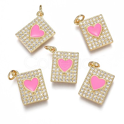 Brass Micro Pave Clear Cubic Zirconia Pendants ZIRC-B002-30G-1