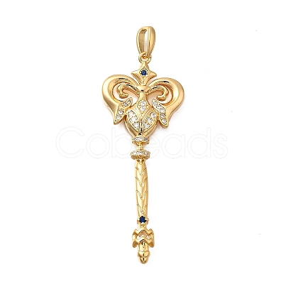 Brass Micro Pave Cubic Zirconia Big Pendants KK-B147-04G-07-1