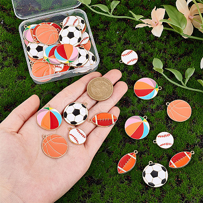 40Pcs 5 Styles Alloy Enamel Pendants ENAM-PH0002-86-1